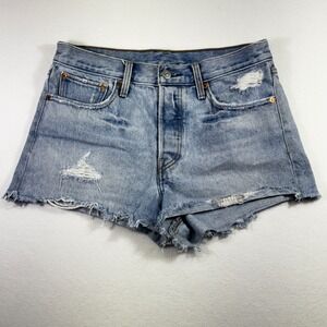 Levis Denim Jean‎ Shorts Frayed Hem Distressed Light Wash Size 30